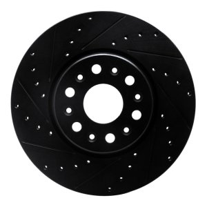 Buick Enclave Brake Rotor (1) - Front Left - R1 Concepts - Drilled & Slotted - Black - `17-`25